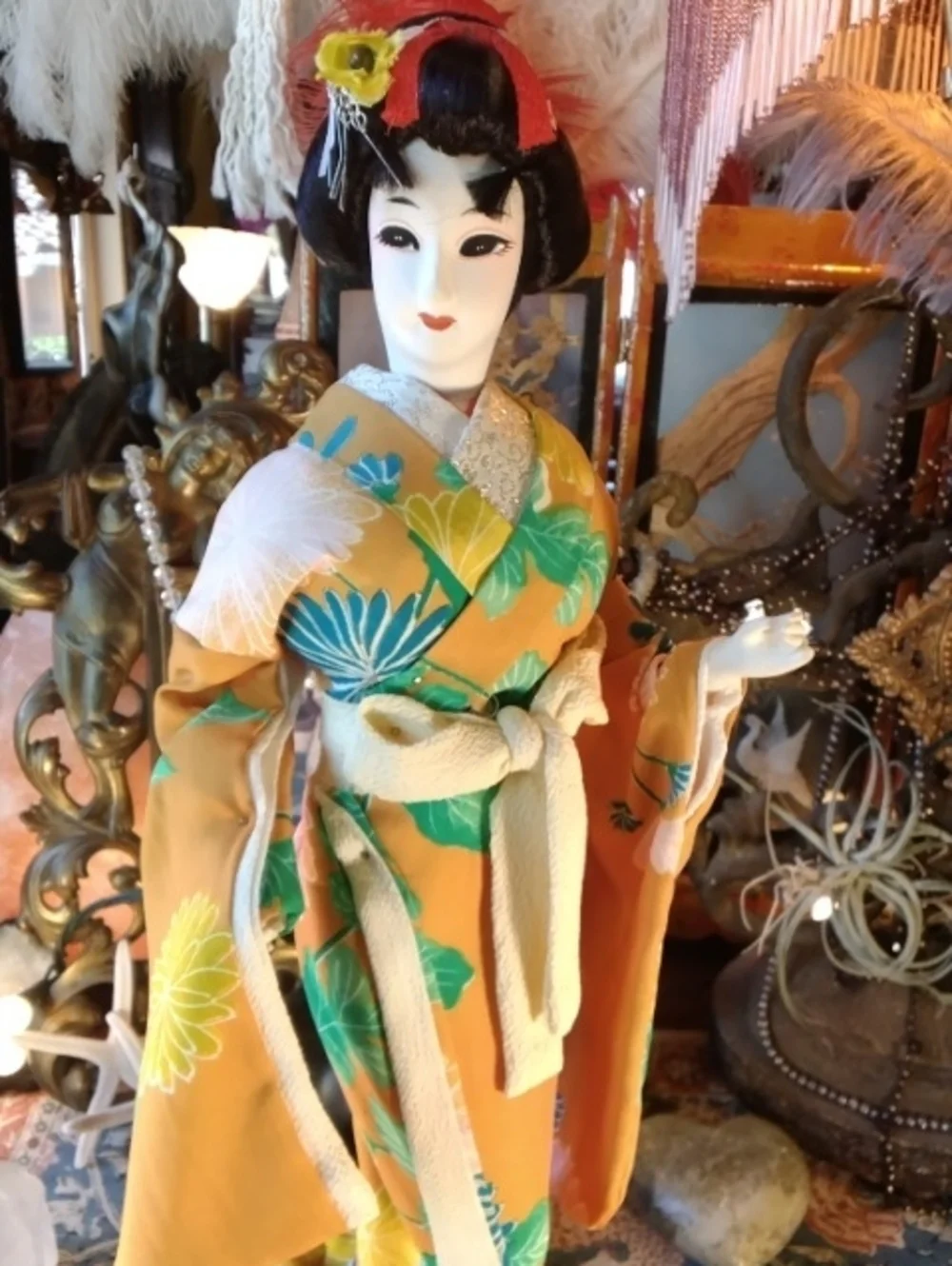 Vintage Bohemian Spirited Magical Geisha Doll Figurine Home Accent Stand